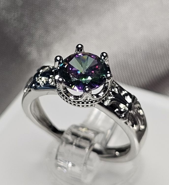 Anelli: Eleganter offener Ring mit mystischem Topas, 925 versilbert – Nuovo (secondo la descrizione) da Grenchen venduto da maretop 4