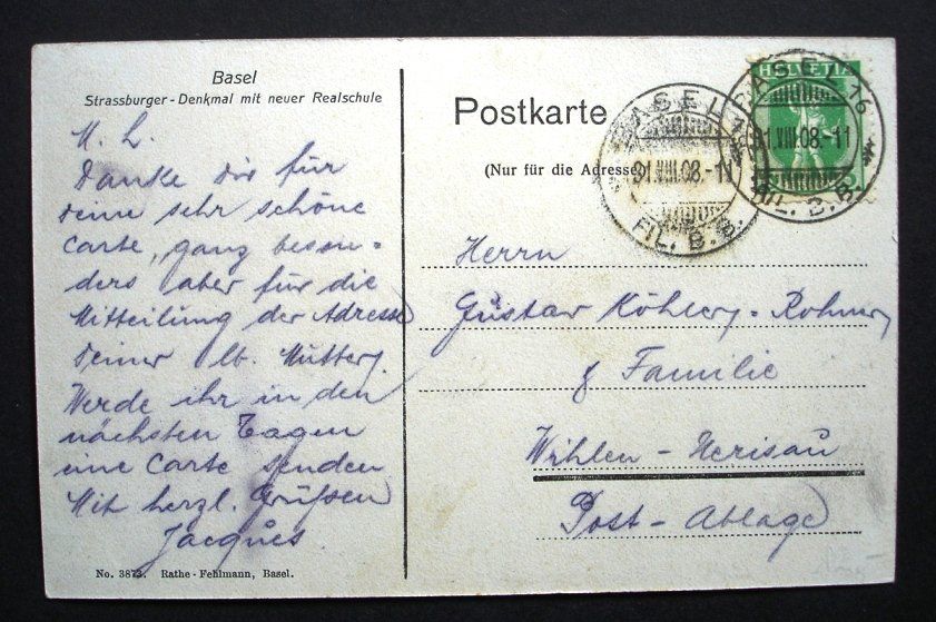 Cartoline postali: BASEL Strassburger-Denkmal mit neuer Rheinbrücke – Usato da Jona venduto da philajona 1