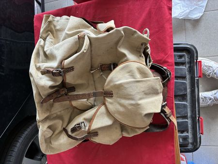 Sac à dos toile et cuir vintage 1478 bon état