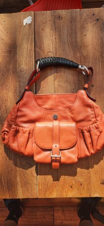 YSL Rive Gauche Handtasche Leder–Orange/Cognac