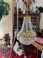 wunderschöner Messing Kristall Kronleuchter