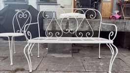 2 Seater White Metal Bench for Garden Outdoor Use