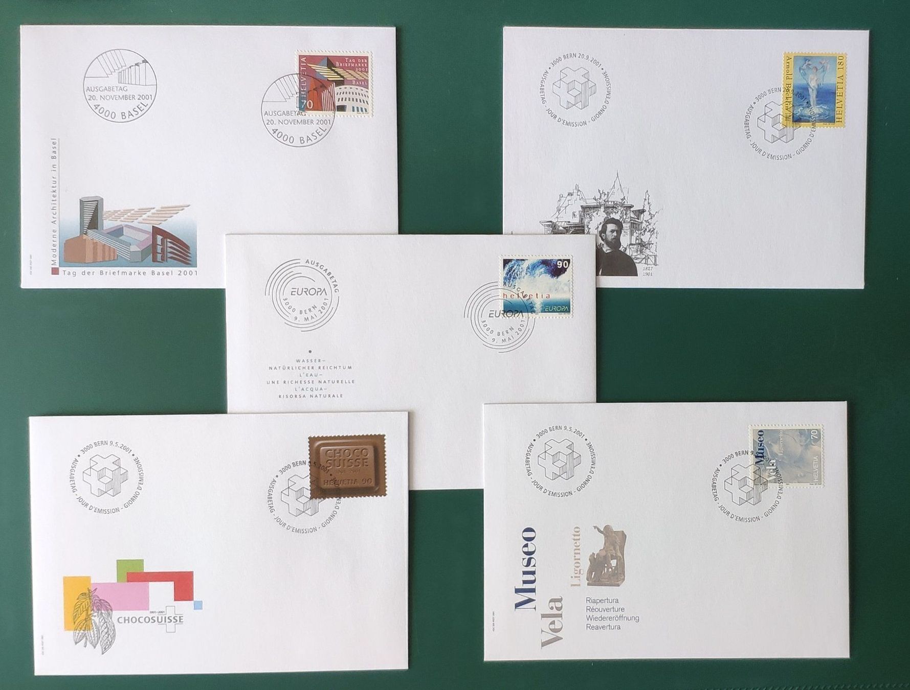 Tutti i francobolli: 5 Stk. diverse einzelne FDC 2001 – Usato da Volketswil venduto da Spacepanda