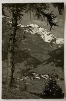 Leukerbad mit Balmhorn 3711 m, Jahr 1952, Helvetia 10 Rappen