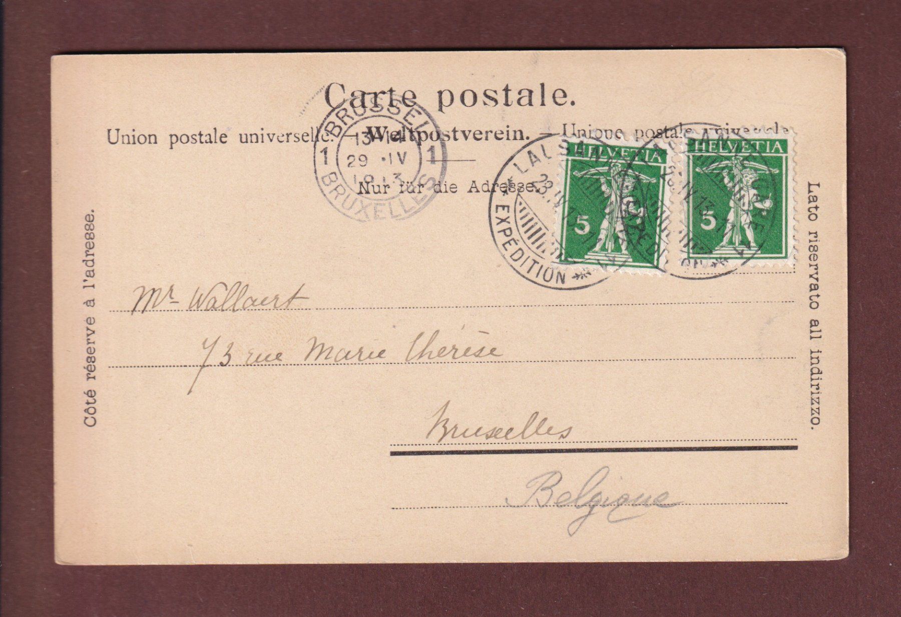 Ansichtskarten: LAUSANNE - Ouchy - Château - 1913 – Gebraucht aus Pully von nicecards 1