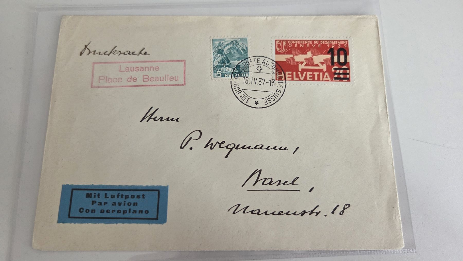 Alle Briefmarken: 1937 Lausanne Place de Beaulieu Stempel – Gebraucht aus Arni AG von Moth68