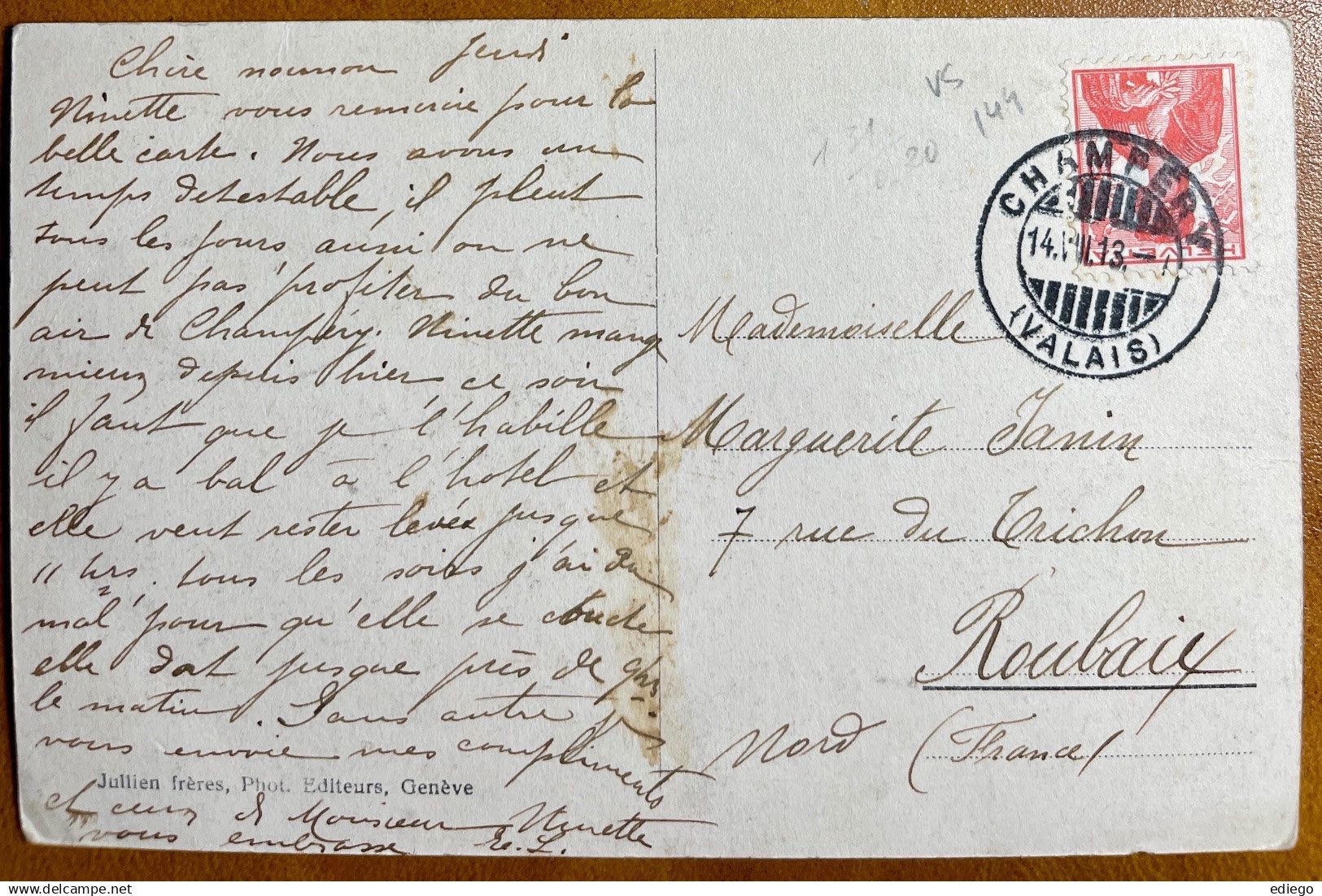 Cartoline postali: CHAMPERY - Les Dents du Midi 1913 – Usato da Lutry venduto da Ediego 1