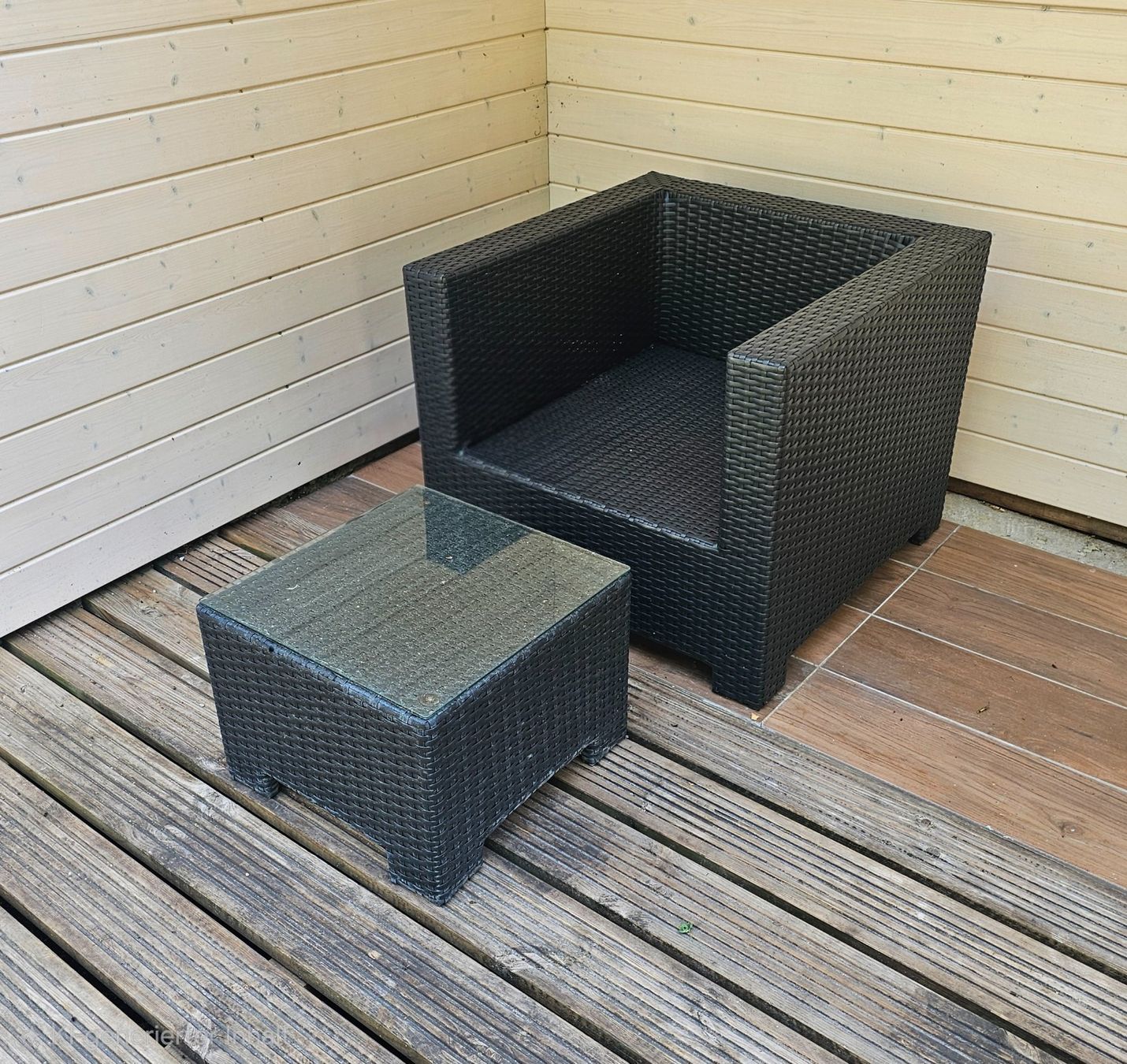 Poltrone: 1 x Rattansessel mit Beistelltisch – Usato da Etzgen venduto da juj_b678