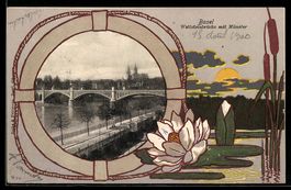 Passepartout-AK Basel, Wettsteinbrücke 