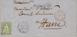 1860 Zu 26G Beleg Lausanne- Frankreich mit PD via Bellegarde