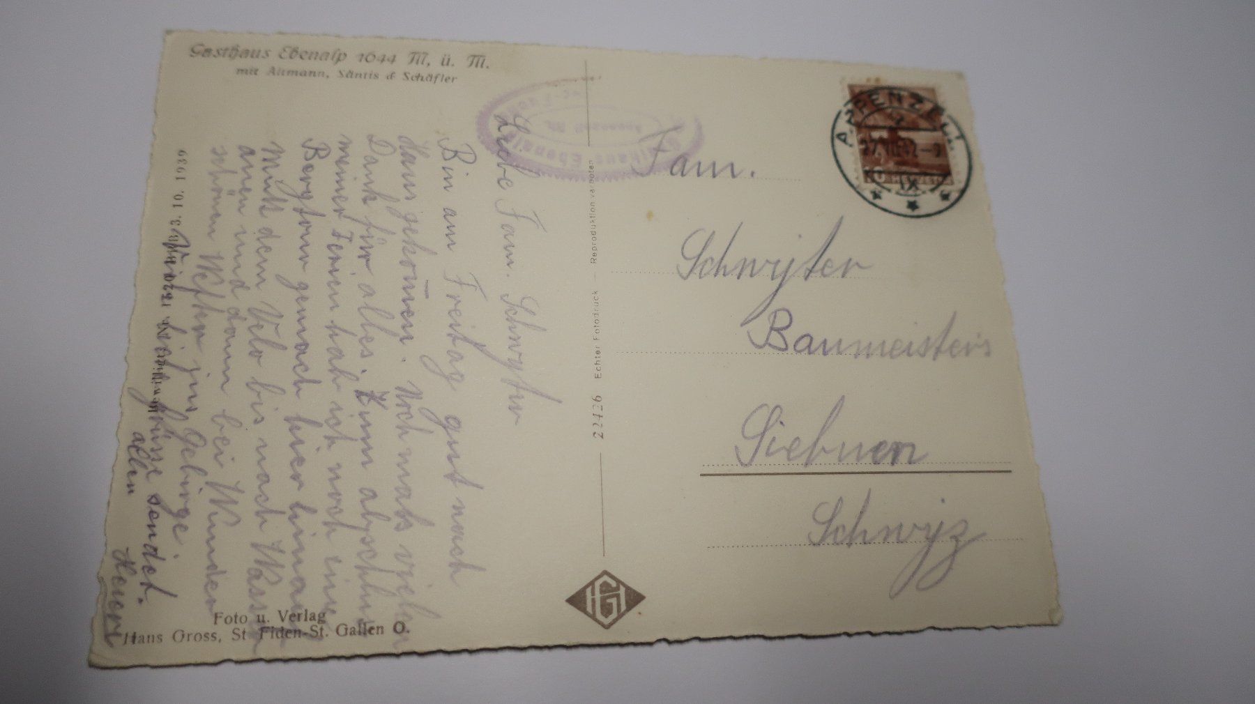 Ansichtskarten: Gasthaus Ebenalp – Gebraucht aus Cormoret von Pascalll2001 3