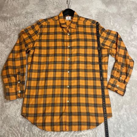 MOSCA Hemd 42 / 16½ Orange Kariert Made in Italy Baumwolle