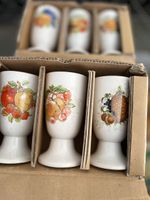 6er Set Vintage Eierbecher Swiss Alpako Keramik