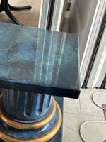Beistelltisch Saeule blau goldfarben marmoriert antik