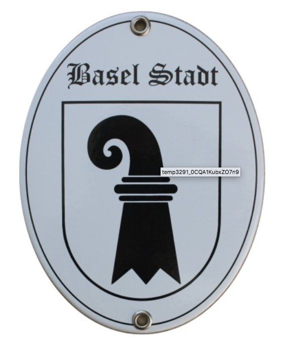 Insegne: Emailschild - Kanton Basel Stadt – Nuovo e nell'imballaggio originale da Ennetbürgen venduto da open24shop