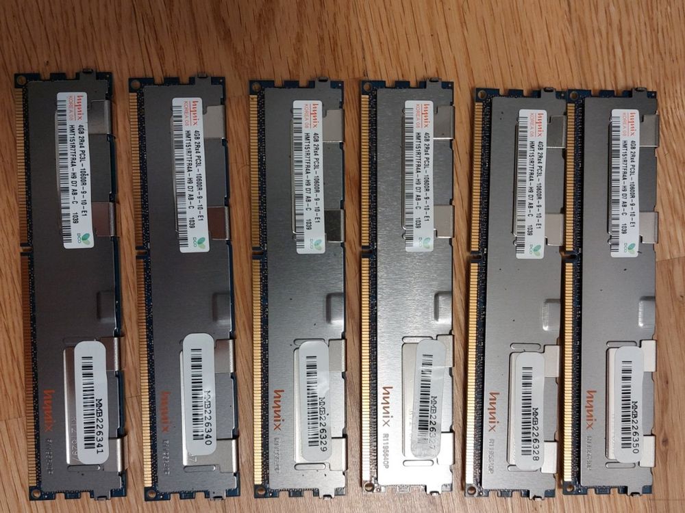 6 Stück hynix Ram Riegel 4GB 2Rx4 PC3L-10600R-9-10-E1 (Gebraucht) in ...