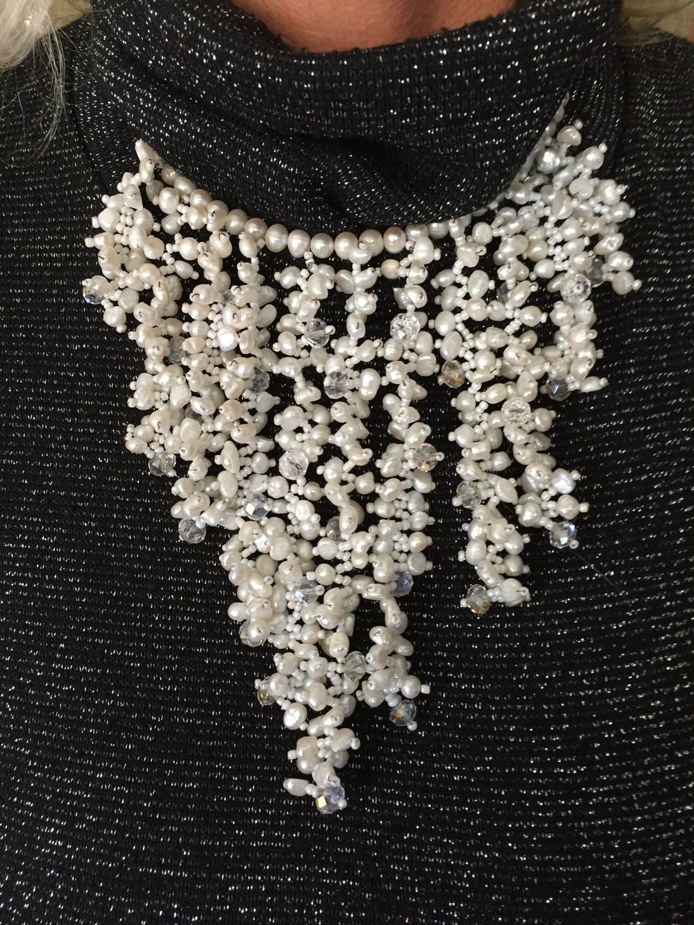Catenine: Perlen-Collier mit Glitzersteinen – Usato da Elsau venduto da herbybay 1
