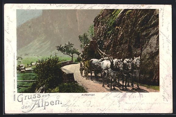 Cartes postales: AK Alpenpost, Motiv einer Postkutsche – D'occasion à Berlin par bartko-reher