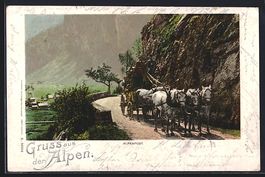 AK Alpenpost, Motiv einer Postkutsche