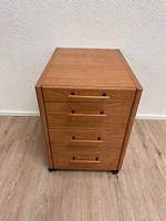 Vintage Rollcontainer in Holzoptik mit 4 Schubladen