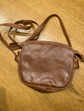 Braune Vintage Handtasche mit Safari-Muster, Top Zustand!