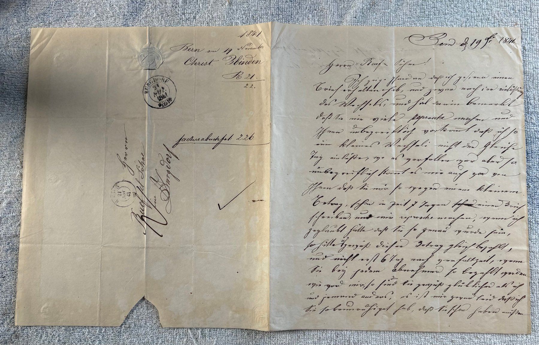 Documenti: ANTIKER BRIEF VON 1841 – Usato da Ostermundigen venduto da Kari1937 1