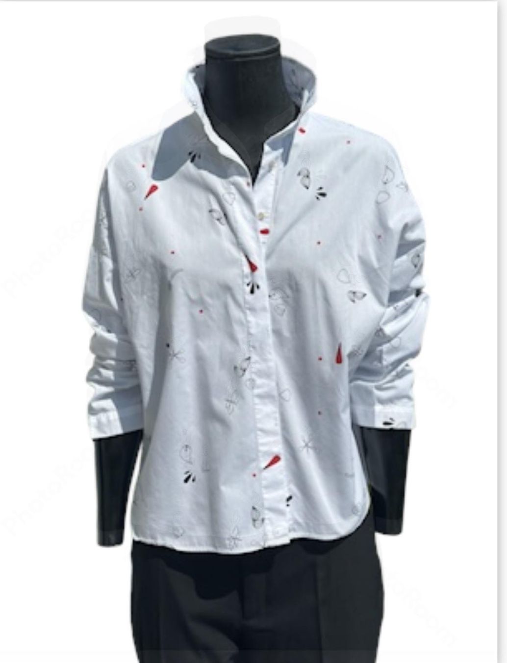 Zara Camicette: Weisse Sommerbluse mit buntem Muster Gr. 38 – Usato da Zufikon venduto da Modestil365