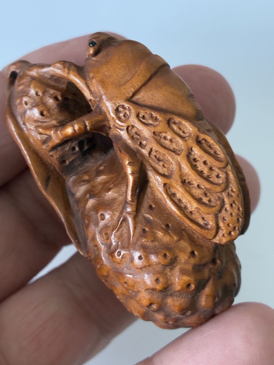 Statuette: Japon netsuke en bois de buis objet traditionnel – Usato da St-Aubin-Sauges venduto da asianart 3