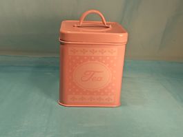 Blechbüchse, Tea, rosa, aussen und innen emailliert