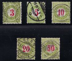 1892-93 Portomarken olivgrün 16D.b K -20D.b K gest.ʘ KP 34.-