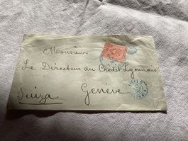Colombie ligne D PAQ.FR.2 en bleu pour Genève 1896 rare