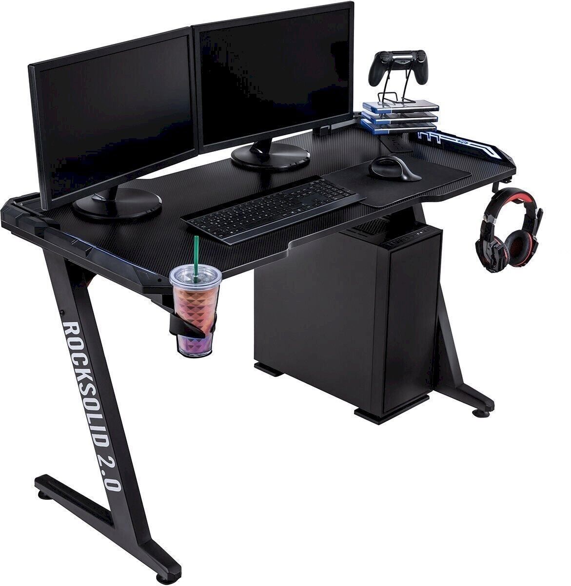 Scrivanie per ufficio: Elite Gaming-Tisch ROCKSOLID 2.0 Carbon – Nuovo e nell'imballaggio originale da Bottighofen venduto da zaap 1