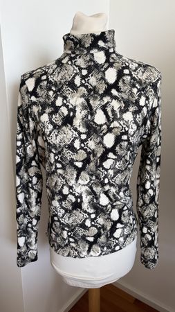 Roll neck Pulli Top Oberteil 38 40 S M schwarz cream