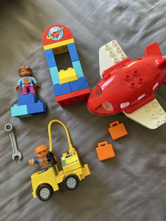 Lego Duplo Flugzeug Set mit Tankwagen und Figuren, Top! 1