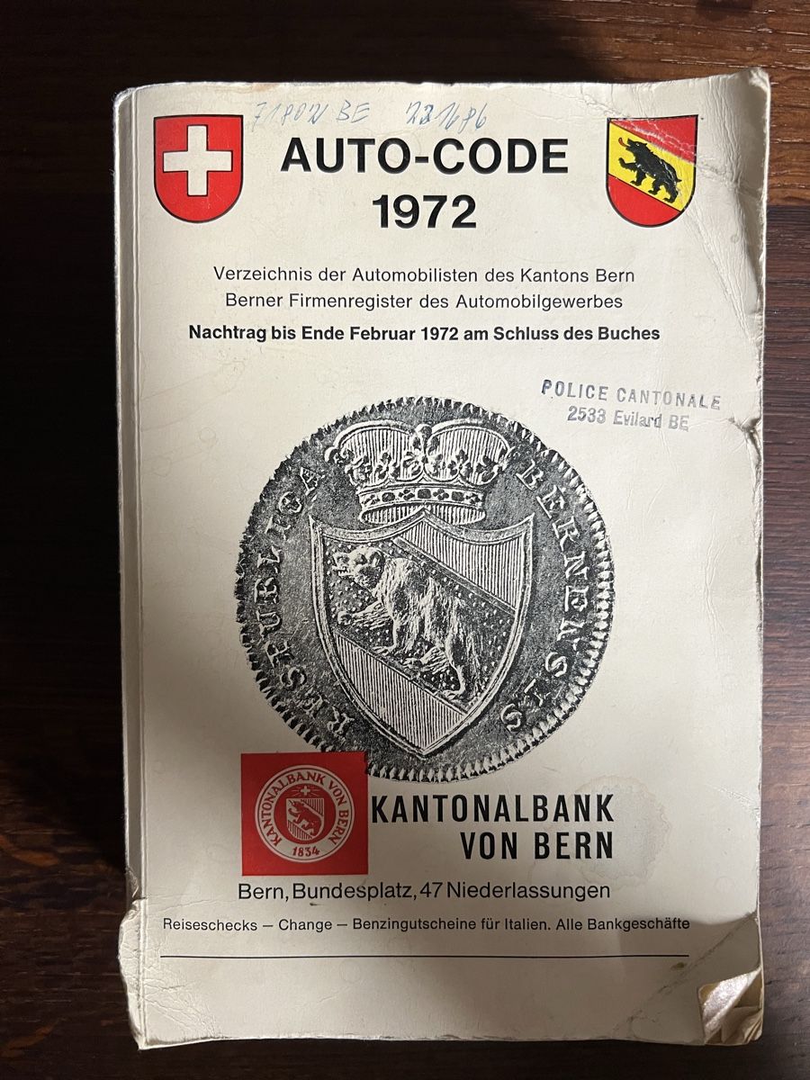 Libri: Auto Index / Nummernverzeichnis BE 1972 / Oldtimer – Usato da Rickenbach SO venduto da Ikognito