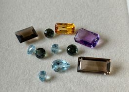 Lot Edelsteine Topas, Amethyst, Citrin, Spinell, Rauchquarz
