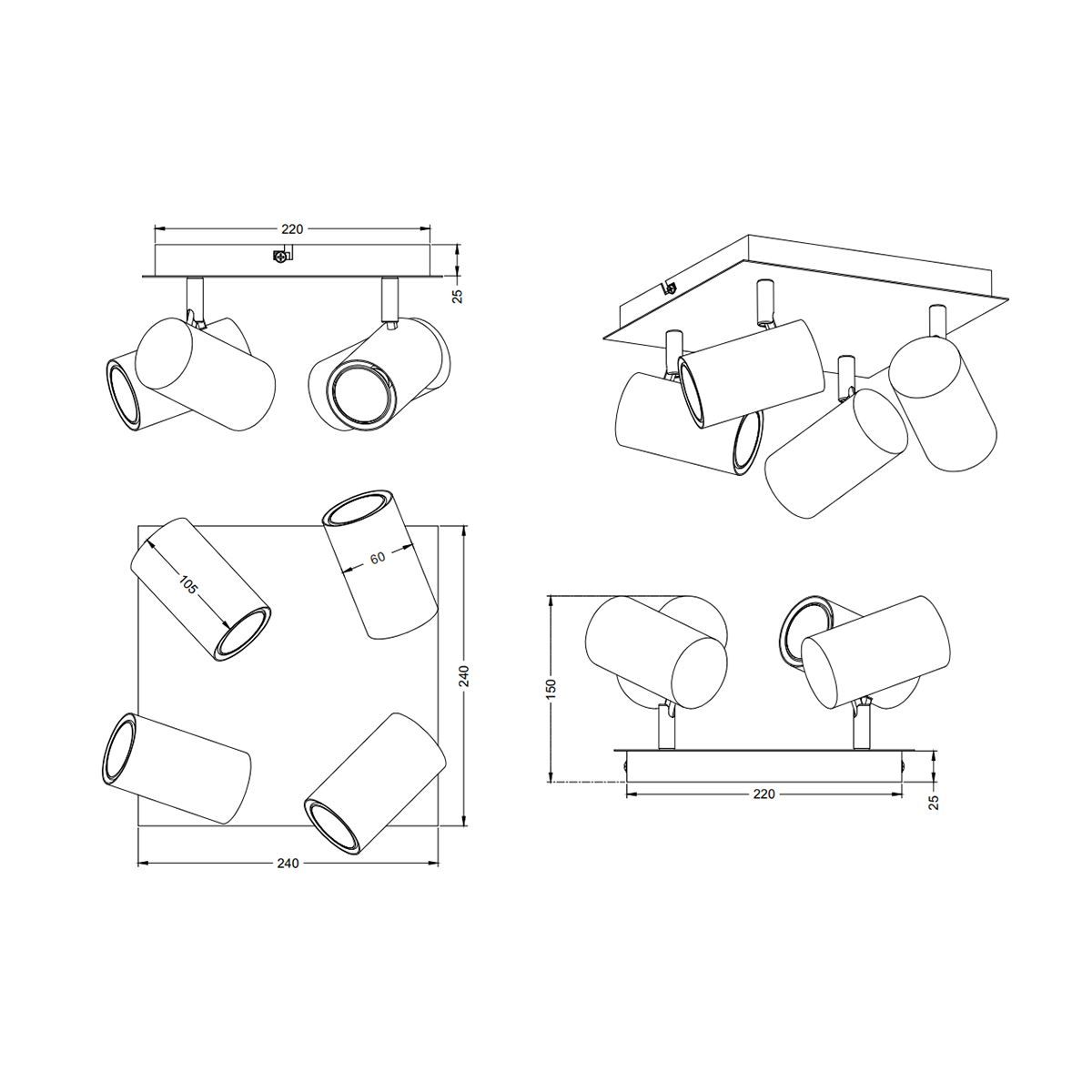 Kronleuchter & Deckenlampen: Deckenleuchte, 4er Spots, 24 cm x 24 cm – Neu (gemäss Beschreibung) aus Kreuzlingen von Smart-Light 5