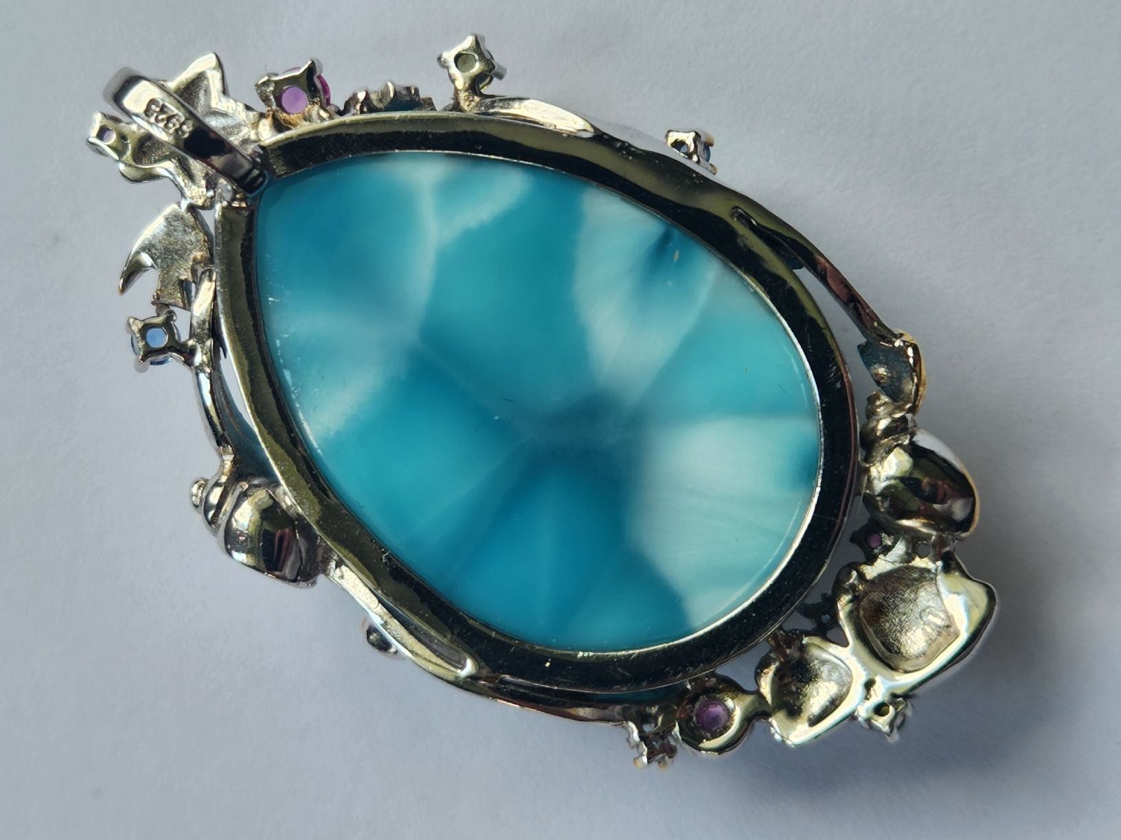 Anhänger: Larimar Anhänger 925 silber Massiv, Handarbeit, Topaz, Ruby – Gebraucht aus St. Gallen von GIULESGG 8