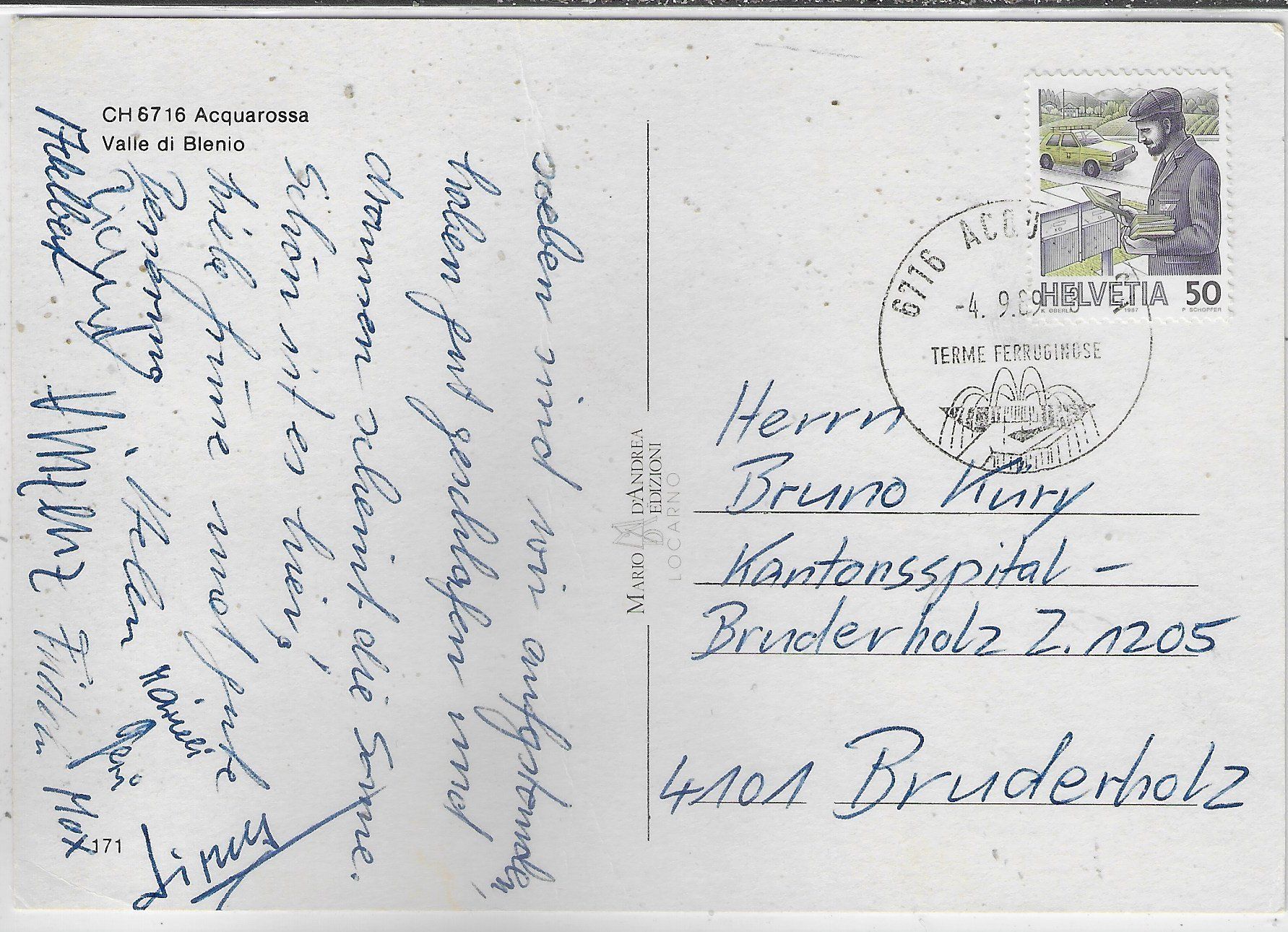 Cartoline postali: Acquarossa - Vallee di Blenio – Usato da Ettingen venduto da Kartenplanet 1