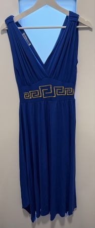 Abendkleid blau griechischer Stil Größe L