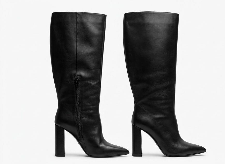 Zara Scarpe da donna: Stivali alti in pelle nera – Usato da Caslano venduto da ali_rf6g