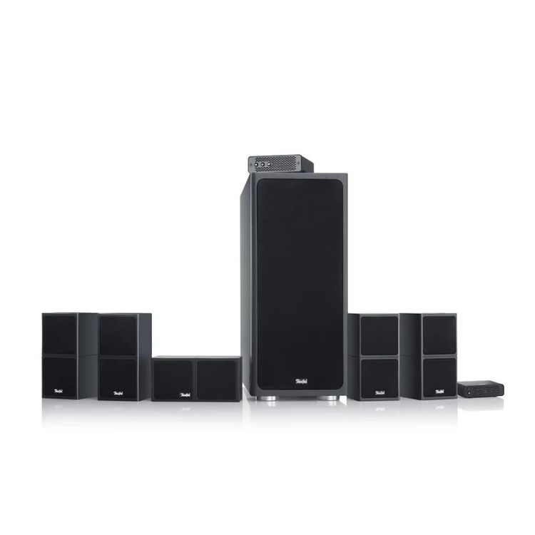 Teufel CUBYCON Système Audio Surround - Système Audio Home cinéma 5.1 avec Caisson de Basses, Micro-Enceintes en Aluminium à 2 Voies, Haute intelligibilité de la Parole, Bass Reflex - Noir