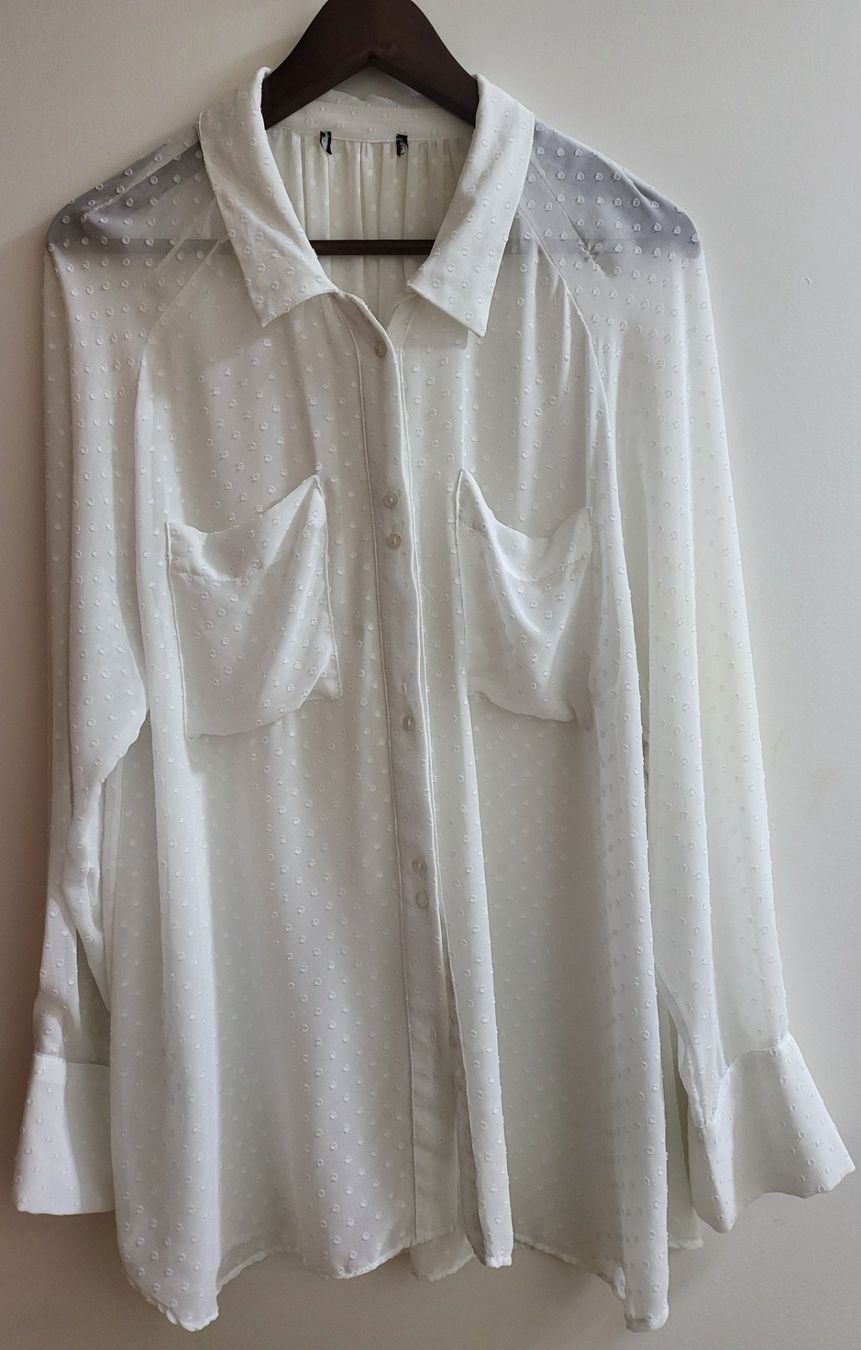 Zara Camicette: Wunderschöne Weiße Bluse mit Punktmuster – Usato da Basel venduto da sci_67ms