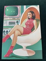 Ak im Retrofuturistischen Stil Frau im Egg Chair