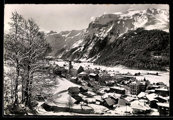 Cartoline postali: Engelberg, Ortsansicht im Schnee mit Tit – Usato da Berlin venduto da bartko-reher