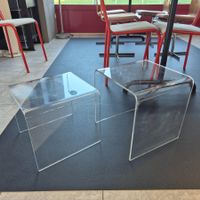2er Plexiglas Acryl Tisch Blumenhocker Beistelltisch Table