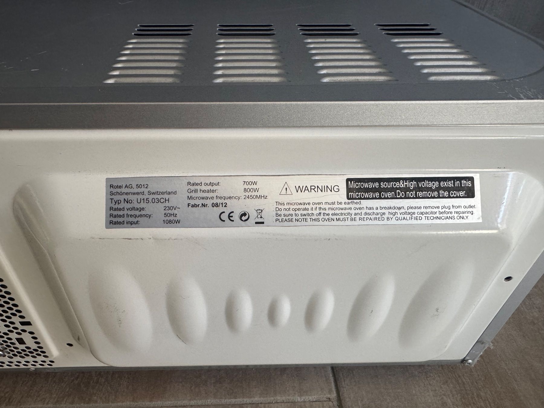 Rotel Elettrodomestici da cucina: Mikrowelle Rotel MW 503 Grill gebraucht – Usato da Uetliburg SG venduto da CostaTools 3