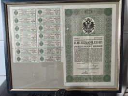 Österreich Kriegsanleihe 200 Kronen 1915 mit Coupon