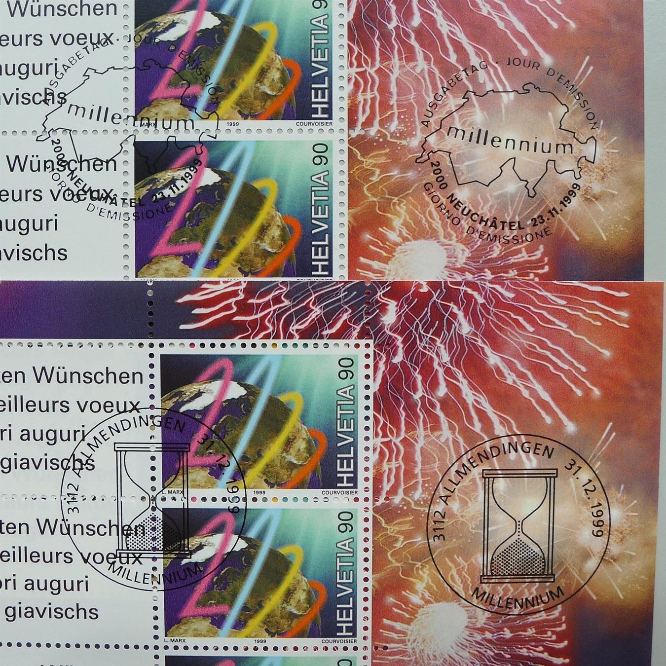 Alle Briefmarken: 1999, OS80A, Millennium Block verschieden gestempelt. – Gebraucht aus Sursee von Luzernerraute 1