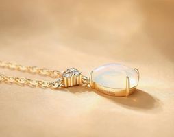 14 Karat 585 Gelb Gold mit Tropfen Opal Edelstein Anhänger H